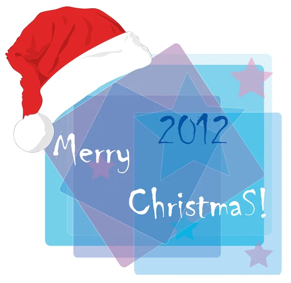 Christmas card with a cap of Santa Claus. — Stock Vector