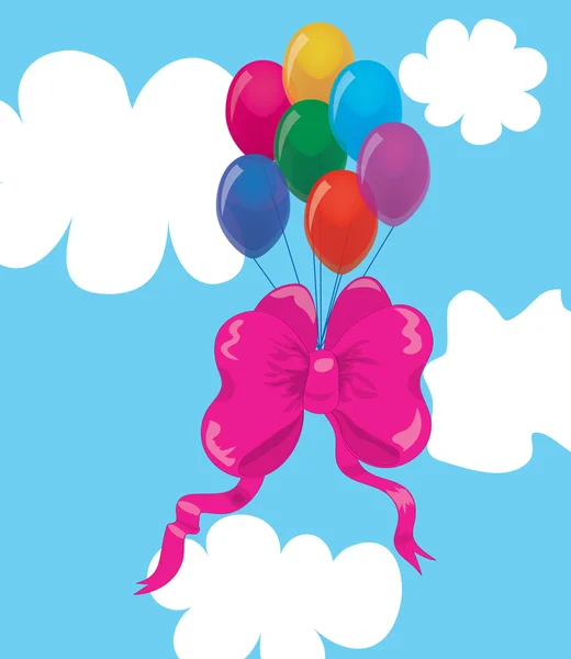 Balões com um arco nas nuvens . — Vetor de Stock