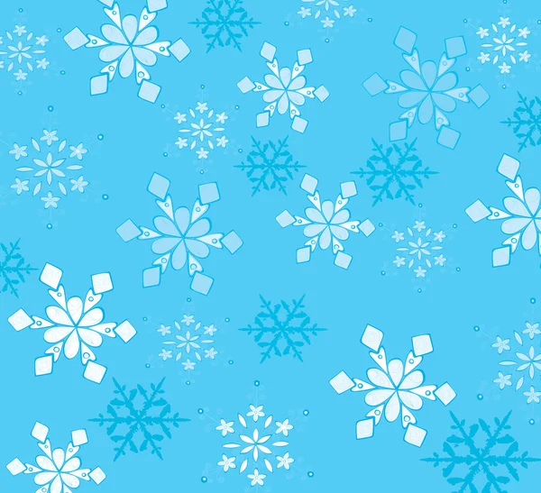 Schöne Schneeflocken auf blauem Hintergrund. — Stockvektor