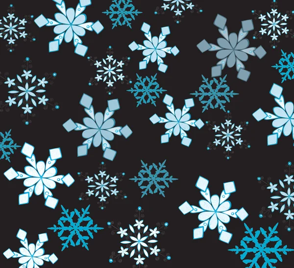 Bellissimi fiocchi di neve su uno sfondo nero . — Vettoriale Stock