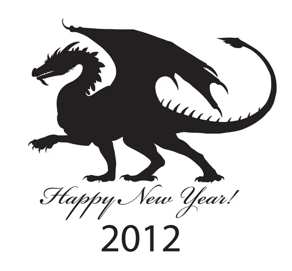 Силуэт черного дракона 2012 года . — стоковый вектор