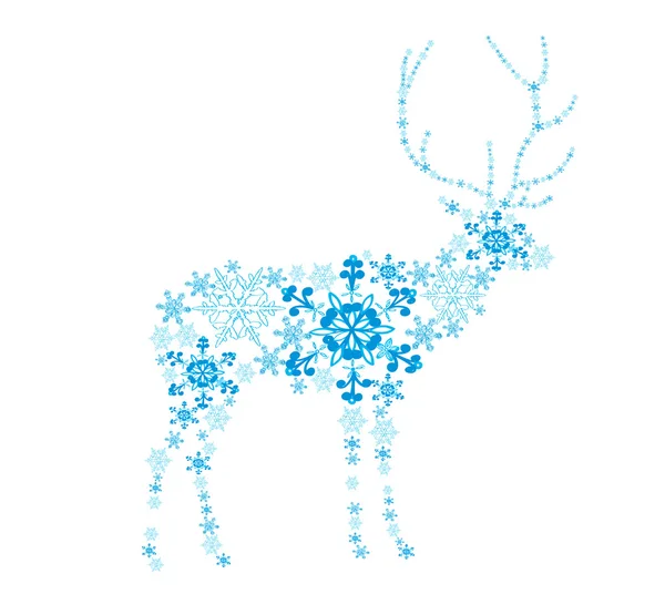 Ciervo abstracto de los copos de nieve — Vector de stock