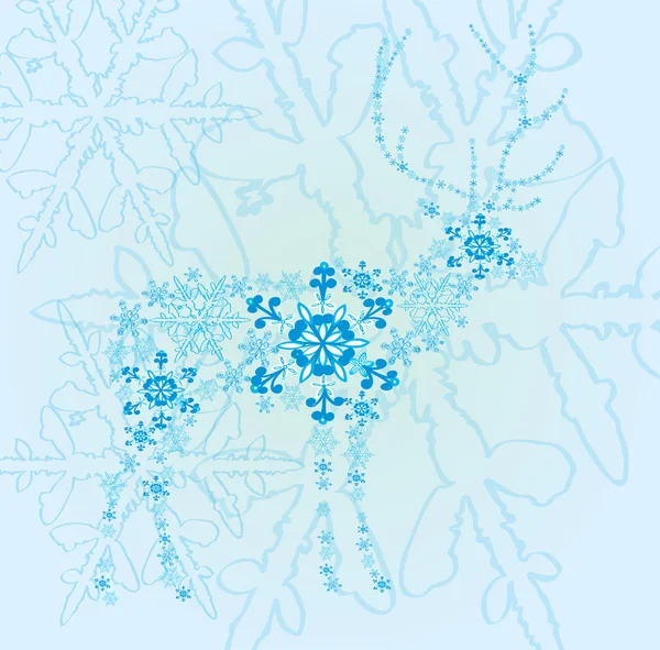 Diseño abstracto de un ciervo de copos de nieve — Vector de stock