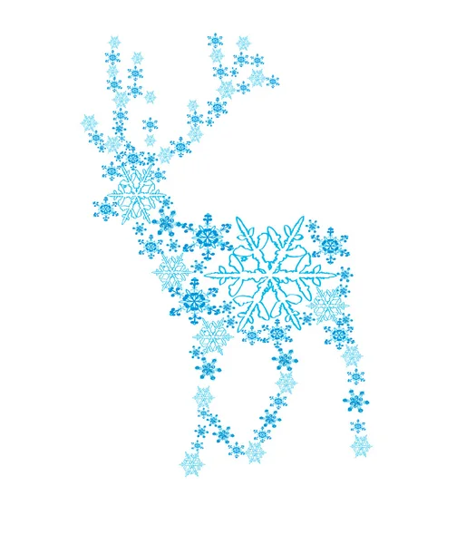 Beautiful deer in the form of a snowflake — Stock Vector
