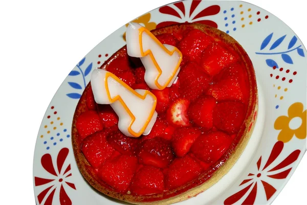 딸기에 있는 파이 — 스톡 사진