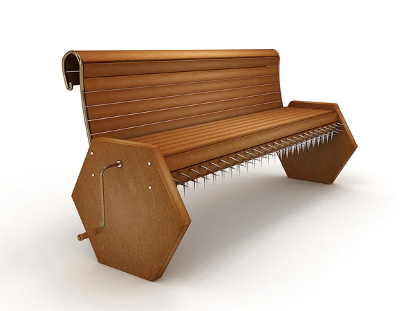 Bench with thorns and carrying handle on white — Stock Photo, Image