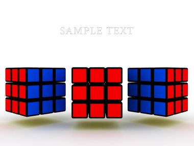 Three Rubik's cube on a white background. 3D clipart