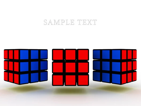 Três cubos de Rubik num fundo branco. 3D — Fotografia de Stock
