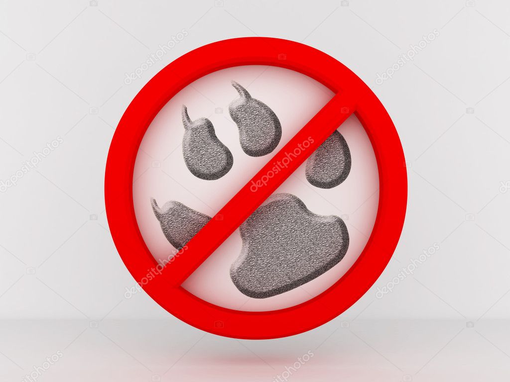 Entry is prohibited to animals. 3D image