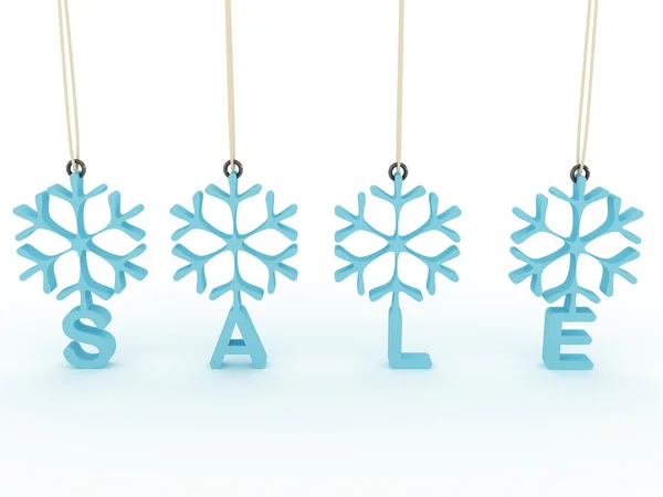 stock image Snowflakes labels with sale on white background. 3D image