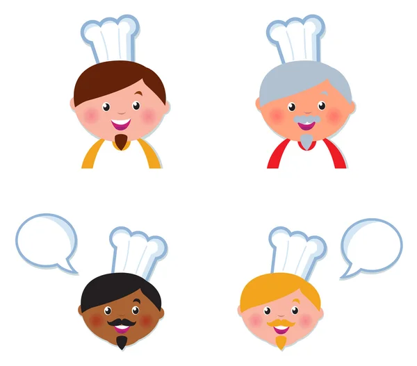 Cute Chef chefs icônes collection isolé sur blanc — Image vectorielle