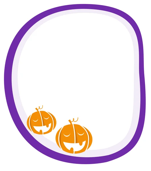 Banner blanco y púrpura de Halloween con cabezas de calabaza — Vector de stock