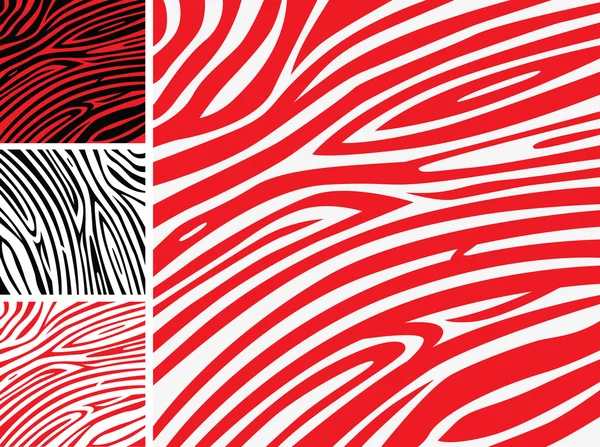 Rode en witte zebra huid - dierlijke print of patroon collectie — Stockvector