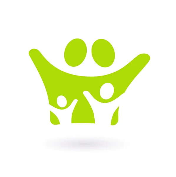 Το εικονίδιο ή το σύμβολο της οικογένειας απομονώθηκε σε λευκό (πράσινο ) — Διανυσματικό Αρχείο