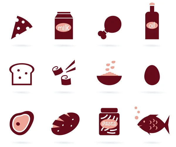 Beyaz üzerine izole gıda seti ve tasarım elemanları ( kahverengi ) — Stok Vektör