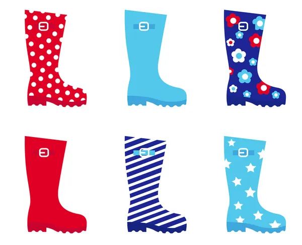 Fresh & colorful rubber wellington boots. — Stock Vector