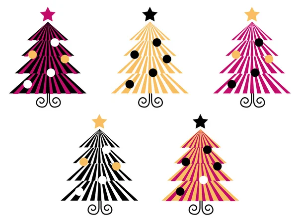 Retro jul träd insamling isolera på vit — Stock vektor