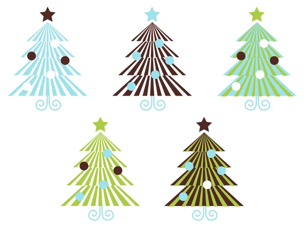 Retro Patterned vector Christmas Trees. — Stock Vector