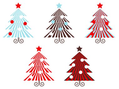 Retro vector Trees collection isolated on white. clipart