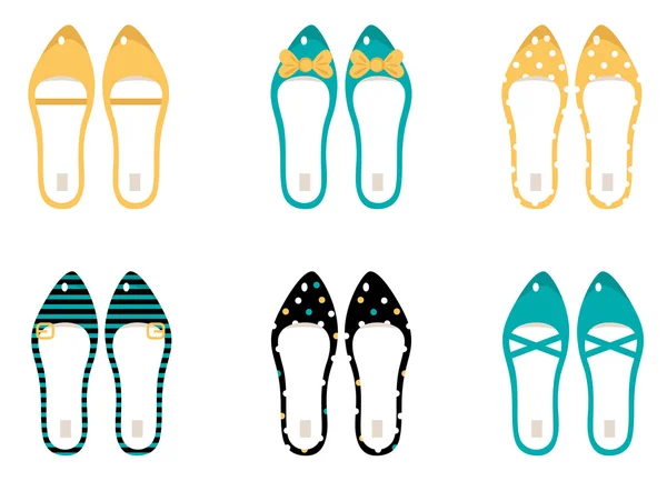 Коллекция обуви Retro изолирована на белом (желтом и синем)  ) — стоковый вектор
