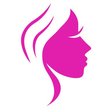 Simple abstract pink beauty woman face. clipart