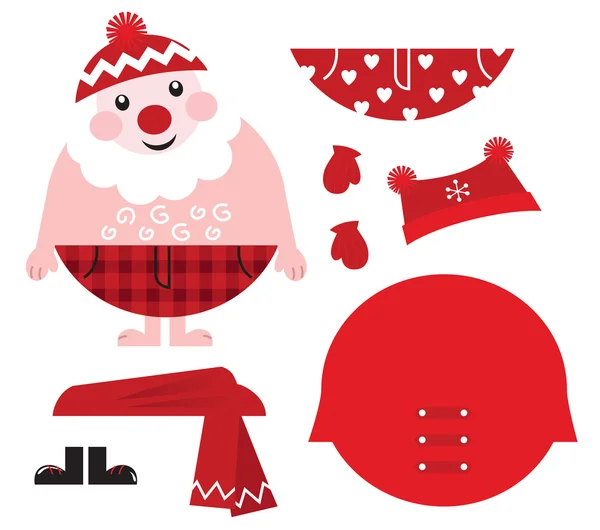 Habille ton Père Noël ! Icônes rétro de Noël & éléments de design — Image vectorielle