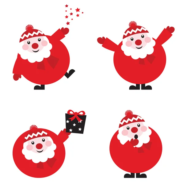 搞笑红色圣诞老人隔离白色，矢量的集合 — 图库矢量图片