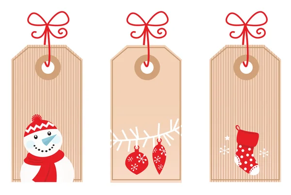 Retro Noel Hediye Etiketler beyaz izole ( kırmızı ) — Stok Vektör