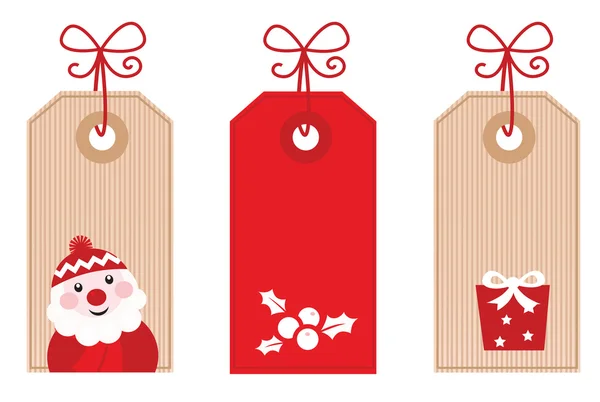 Retro Christmas Gift Tags of labels (rood ) — Stockvector