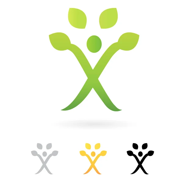Business gröna mänskliga träd symbol isolerad på vit — Stock vektor