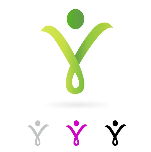 Λεπτό αφηρημένο ανθρώπινο σύμβολο σιλουέτας (πράσινο ) — Διανυσματικό Αρχείο