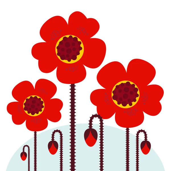 Símbolo del Día del Recuerdo: flores rojas de amapola aisladas en blanco — Vector de stock