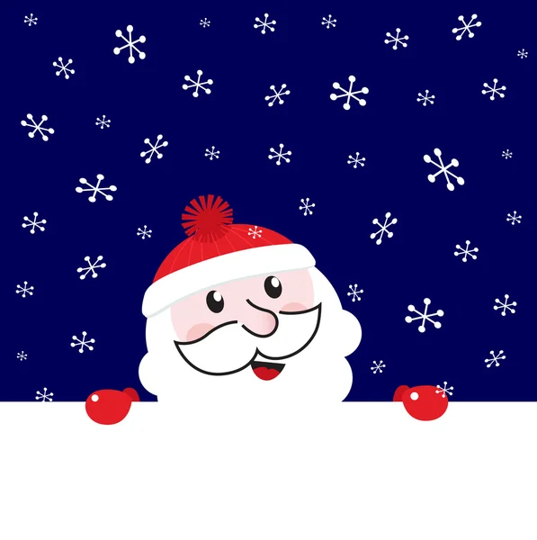 Banner en blanco de Santa, noche nevando fondo de invierno - vector — Vector de stock