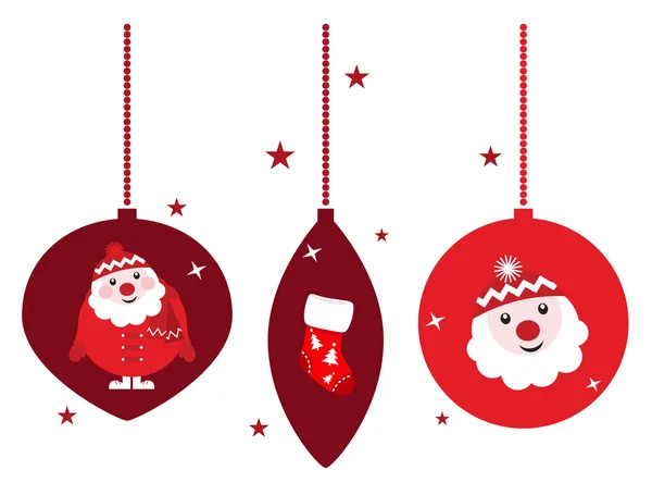 Set decorazione retrò di Natale con Babbo Natale, isolato su bianco — Vettoriale Stock