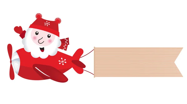 Santa flying in christmas airplane — Stock Vector