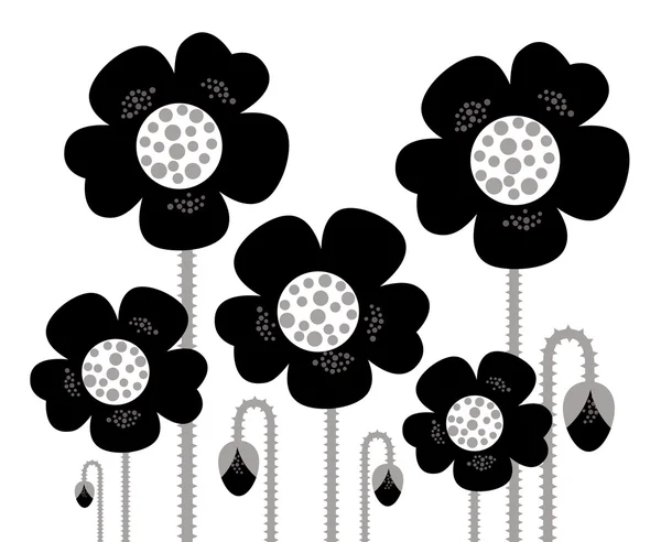 stock vector Black retro Flowers silhouette isolated on white background