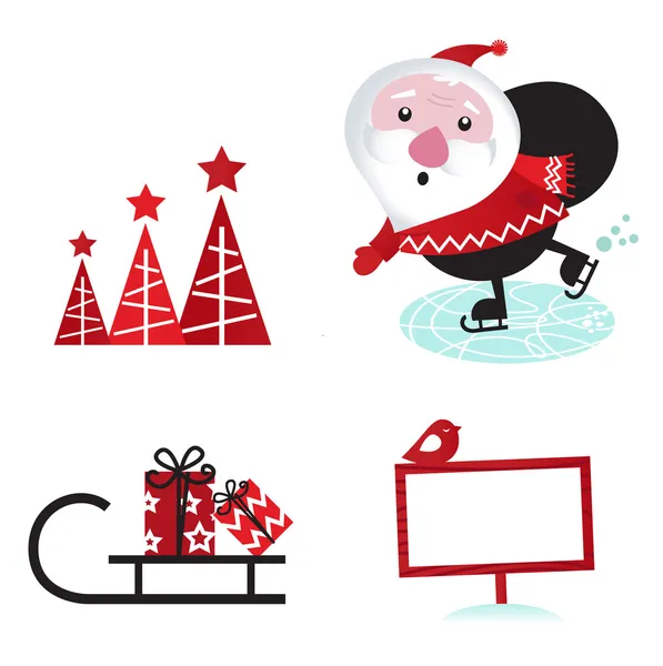 冬デザインのレトロなクリスマスの要素 — ストックベクタ