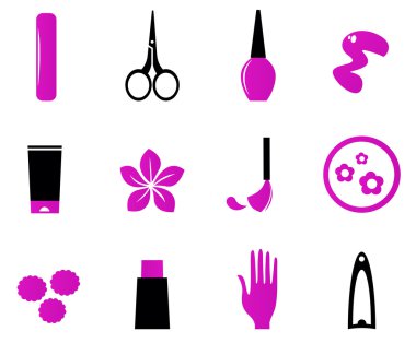 Manicure, cosmetics and beauty icons isolate on white ( pink, bl clipart