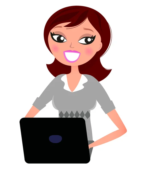 Belle femme d'affaires travaillant sur son ordinateur portable — Image vectorielle