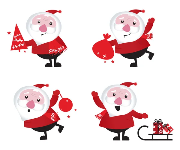 Desenhos animados bonitos Papai Noel conjunto — Vetor de Stock