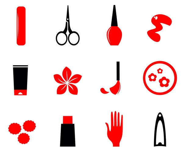 Manicure, cosmetica en schoonheid pictogrammen — Stockvector