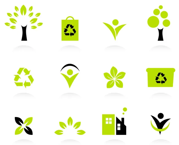 Conjunto de iconos de ecología, naturaleza y medio ambiente — Vector de stock
