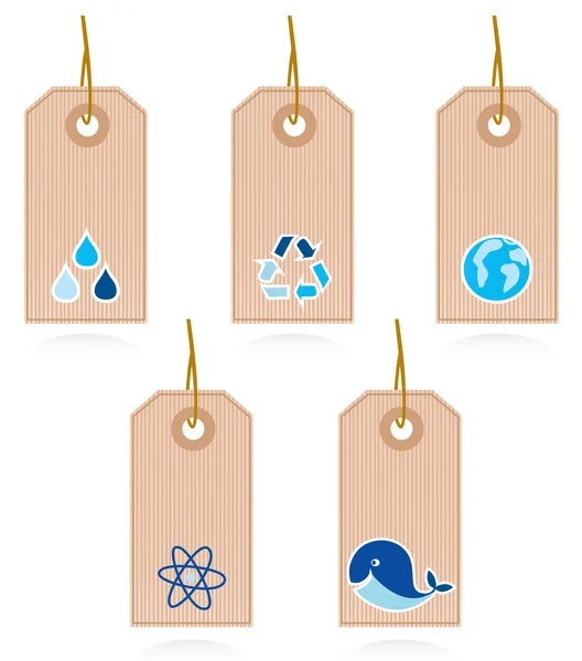 Collecte d'étiquettes de recyclage et d'eau vierges vectorielles — Image vectorielle