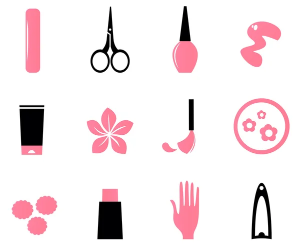 Manucure, cosmétiques et icônes de beauté — Image vectorielle