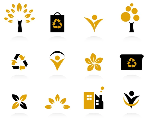 Conjunto de ícones de ecologia, natureza e ambiente — Vetor de Stock