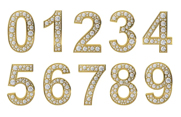 Arany számok fehér gyémánt — Stock Fotó