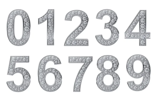 Stříbrná čísla s bílými diamanty — Stock fotografie