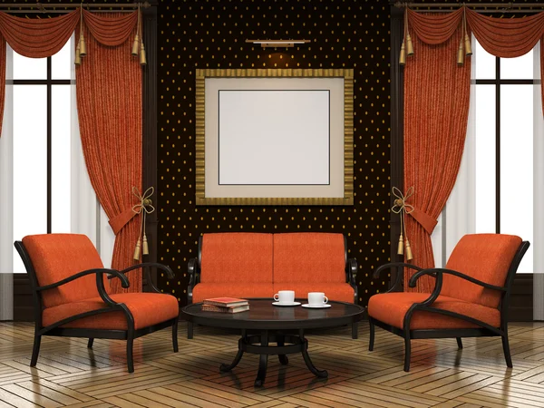 Part of the modern interior in orange colour — Stock Photo, Image