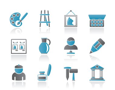 Fine art objects icons clipart