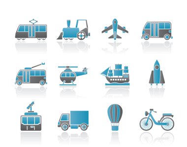 Travel and transportation icons clipart
